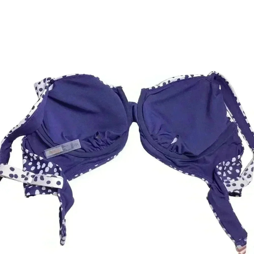 Raisins Curve Bikini Swimsuit Womens 24W Blue Polka Dot Beach Vacation Pool NEW - Picture 7 of 11